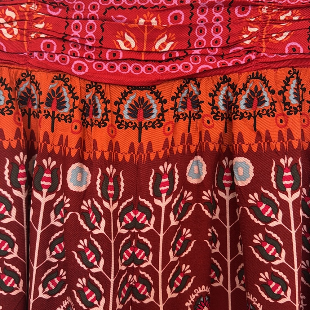 Anthropologie Ruched Wide-Leg Shorts Bohemian Red Patterned - Picture 4 of 6